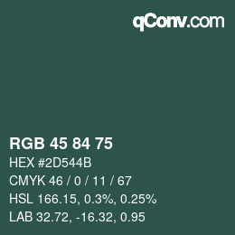 颜色代码: RGB 45 84 75 | qconv.com