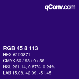 Color code: RGB 45 8 113 | qconv.com