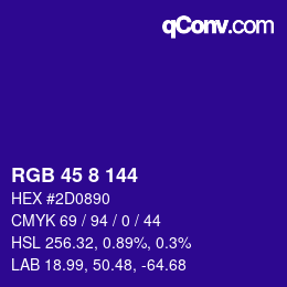 カラーコード: RGB 45 8 144 | qconv.com