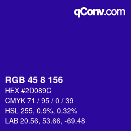 カラーコード: RGB 45 8 156 | qconv.com