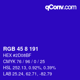カラーコード: RGB 45 8 191 | qconv.com