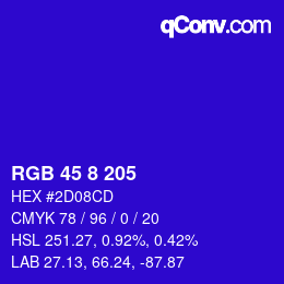 Color code: RGB 45 8 205 | qconv.com