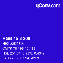 Color code: RGB 45 8 209 | qconv.com