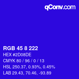Color code: RGB 45 8 222 | qconv.com