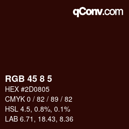 カラーコード: RGB 45 8 5 | qconv.com