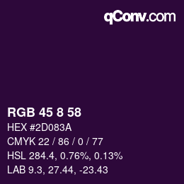Color code: RGB 45 8 58 | qconv.com