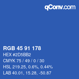 カラーコード: RGB 45 91 178 | qconv.com