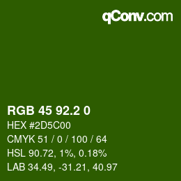 カラーコード: RGB 45 92.2 0 | qconv.com