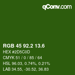 カラーコード: RGB 45 92.2 13.6 | qconv.com