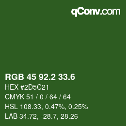カラーコード: RGB 45 92.2 33.6 | qconv.com