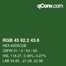 カラーコード: RGB 45 92.2 43.6 | qconv.com