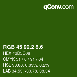 カラーコード: RGB 45 92.2 8.6 | qconv.com