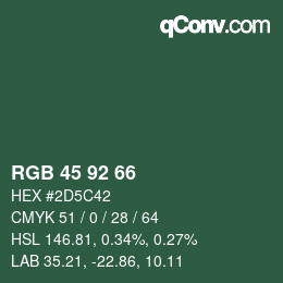 カラーコード: RGB 45 92 66 | qconv.com