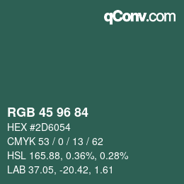 Código de color: RGB 45 96 84 | qconv.com