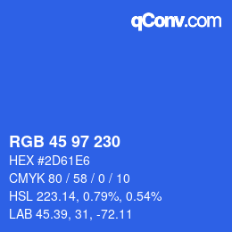 Color code: RGB 45 97 230 | qconv.com