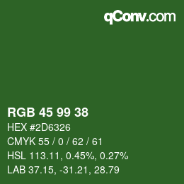 Code couleur: RGB 45 99 38 | qconv.com
