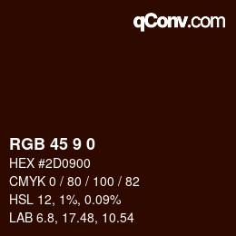 Color code: RGB 45 9 0 | qconv.com