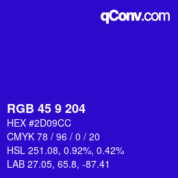 Color code: RGB 45 9 204 | qconv.com