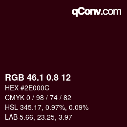 カラーコード: RGB 46.1 0.8 12 | qconv.com
