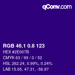カラーコード: RGB 46.1 0.8 123 | qconv.com