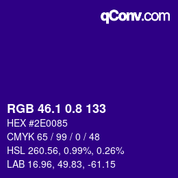 カラーコード: RGB 46.1 0.8 133 | qconv.com