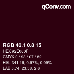 カラーコード: RGB 46.1 0.8 15 | qconv.com