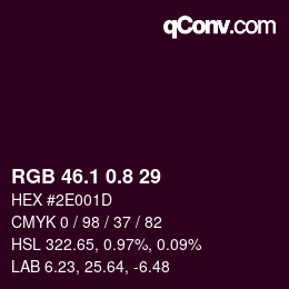 カラーコード: RGB 46.1 0.8 29 | qconv.com