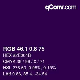 カラーコード: RGB 46.1 0.8 75 | qconv.com