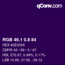 カラーコード: RGB 46.1 0.8 84 | qconv.com