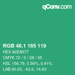 カラーコード: RGB 46.1 165 119 | qconv.com