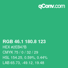 カラーコード: RGB 46.1 180.8 123 | qconv.com