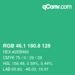 カラーコード: RGB 46.1 180.8 128 | qconv.com