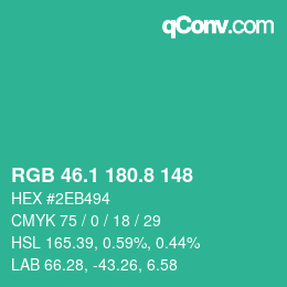 カラーコード: RGB 46.1 180.8 148 | qconv.com