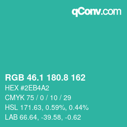 カラーコード: RGB 46.1 180.8 162 | qconv.com