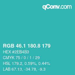 Color code: RGB 46.1 180.8 179 | qconv.com