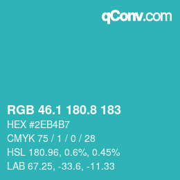 カラーコード: RGB 46.1 180.8 183 | qconv.com