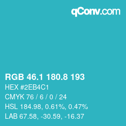 Color code: RGB 46.1 180.8 193 | qconv.com