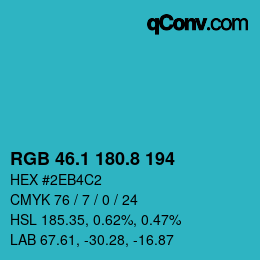 Color code: RGB 46.1 180.8 194 | qconv.com