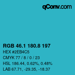 カラーコード: RGB 46.1 180.8 197 | qconv.com
