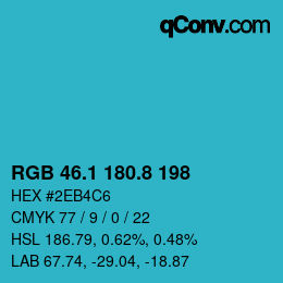 Color code: RGB 46.1 180.8 198 | qconv.com