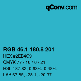カラーコード: RGB 46.1 180.8 201 | qconv.com