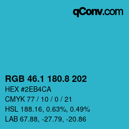 カラーコード: RGB 46.1 180.8 202 | qconv.com