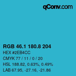 カラーコード: RGB 46.1 180.8 204 | qconv.com
