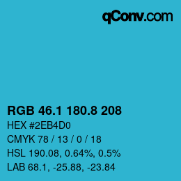 Color code: RGB 46.1 180.8 208 | qconv.com