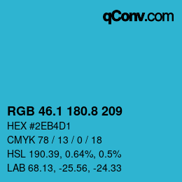 Color code: RGB 46.1 180.8 209 | qconv.com