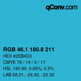 カラーコード: RGB 46.1 180.8 211 | qconv.com