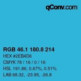Color code: RGB 46.1 180.8 214 | qconv.com