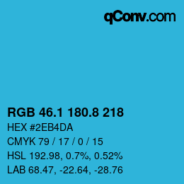 Color code: RGB 46.1 180.8 218 | qconv.com