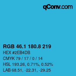 カラーコード: RGB 46.1 180.8 219 | qconv.com