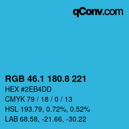 カラーコード: RGB 46.1 180.8 221 | qconv.com